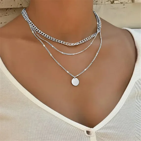 925 Sterling Silver Three-Layer Round Necklace for Women Simple Snake Chain Charm Ball Chain Party Gift Women‘s ExquisiteJewelry