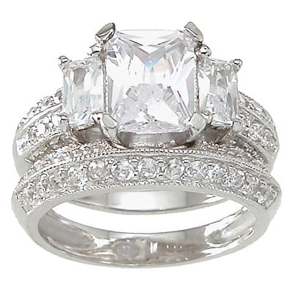 925 Sterling Silver Three Stone Wedding Ring Set for Women Wedding Ring Set Make Great Gifts for Her