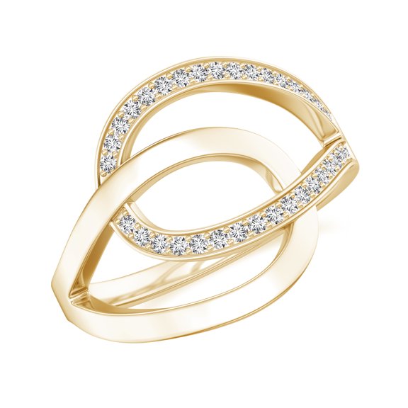 925 Sterling Silver Tie Knot Wedding Band Ring Yellow Gold Plated Diamond Love Promise Ring for Her Women’s Stackable Ring Jewelry Ring Size 7