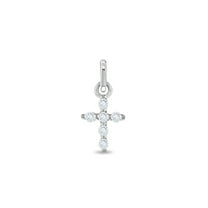 925 Sterling Silver Tiny Clear CZ Communion Cross Charm For Girls Charm Bracelet