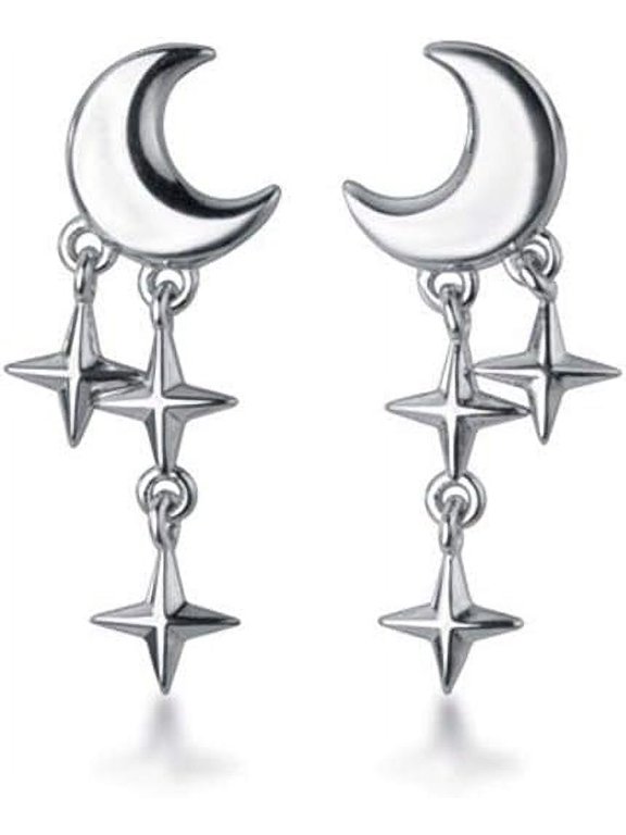925 Sterling Silver Tiny Moon Star Earrings Studs For Women Teens Small Moon Studs Earrings Star Drop[Z804]