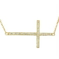 thumbnail image 1 of 925 Sterling Silver-Tone Rose Gold-Tone Sideways Cross CZ Pendant Necklace, 1 of 2