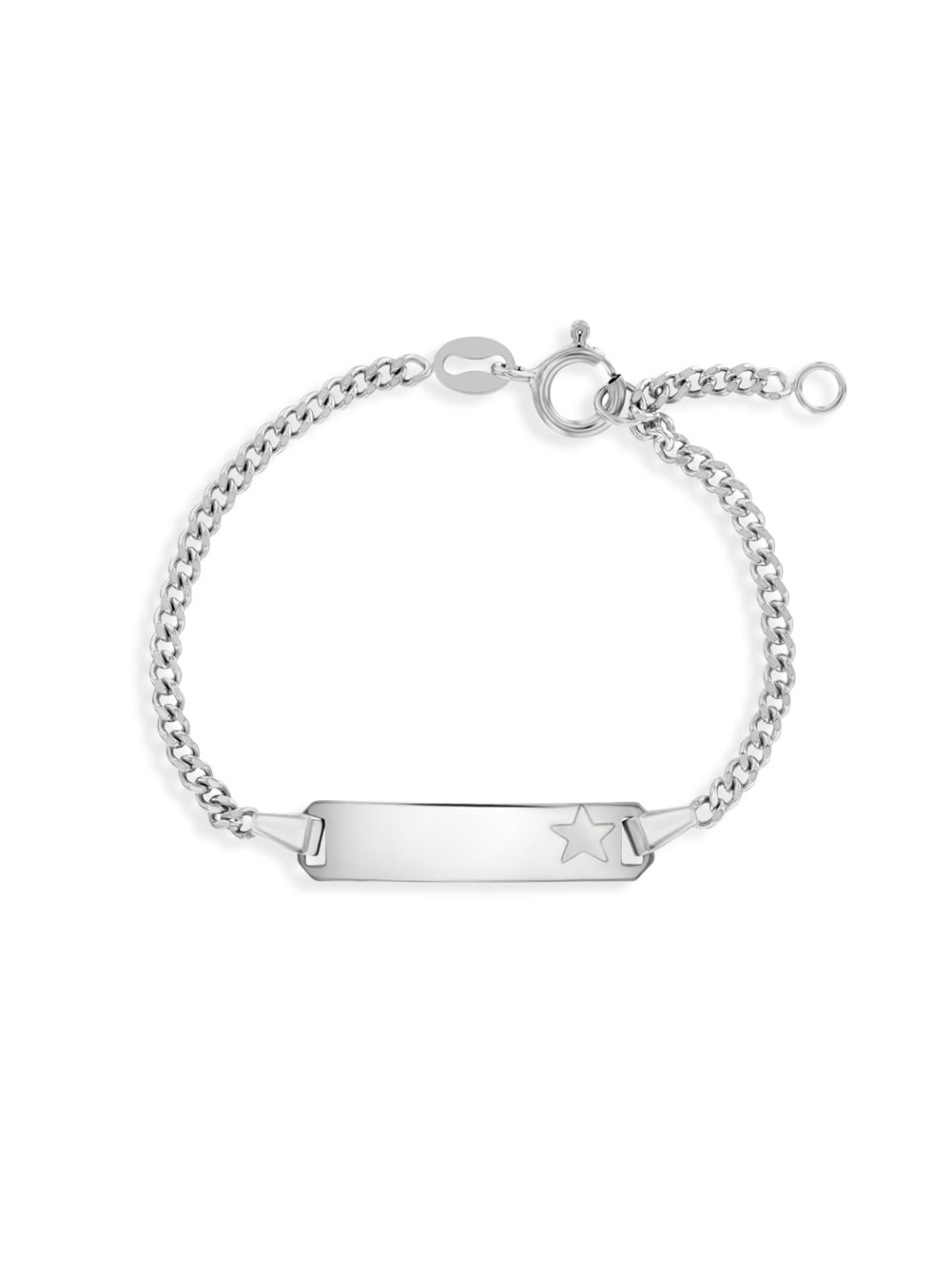 925 Sterling Silver Traditional Tag ID Kids Bracelet With Engraved Star 5.5