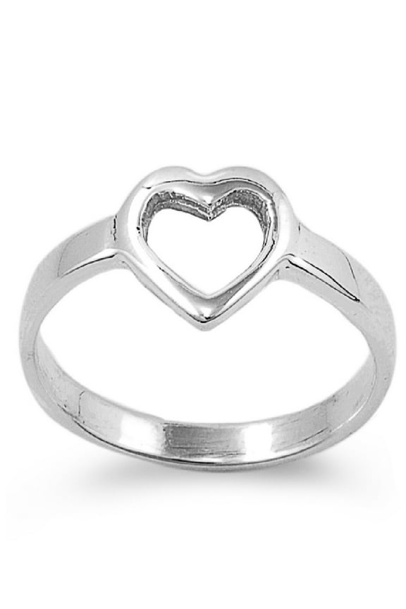 925 Sterling Silver Translucent Love Heart Ring Size 4