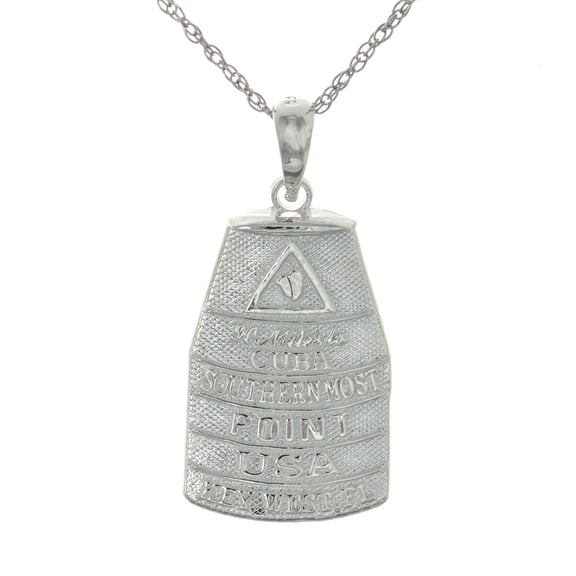 925 Sterling Silver Travel Charm with Chain, Large Southern Most Point USA Key West, FL