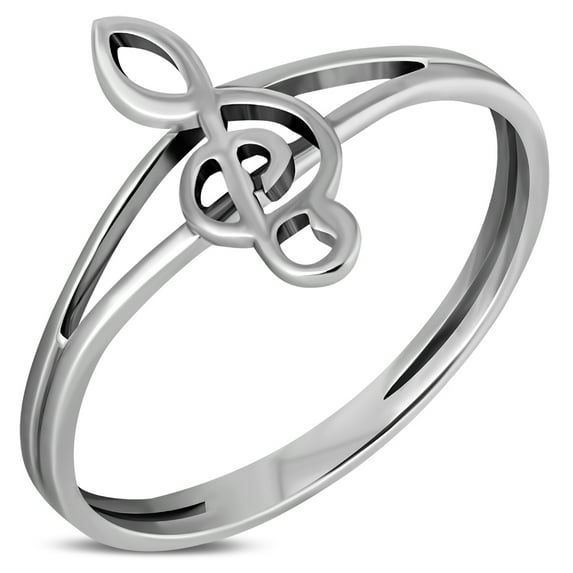 925 Sterling Silver Treble Clef Music Womens Ring (6.5)