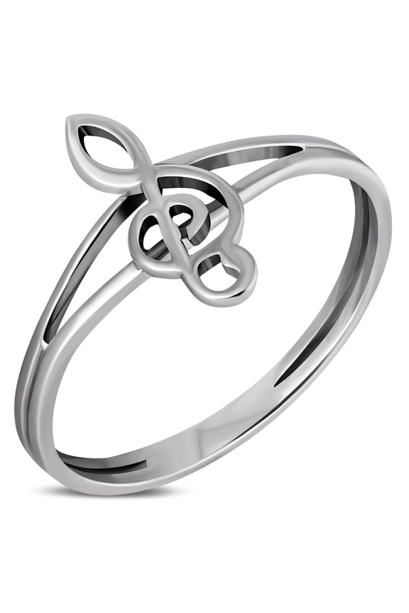 925 Sterling Silver Treble Clef Music Womens Ring (7)