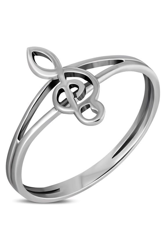 925 Sterling Silver Treble Clef Music Womens Ring Size 9