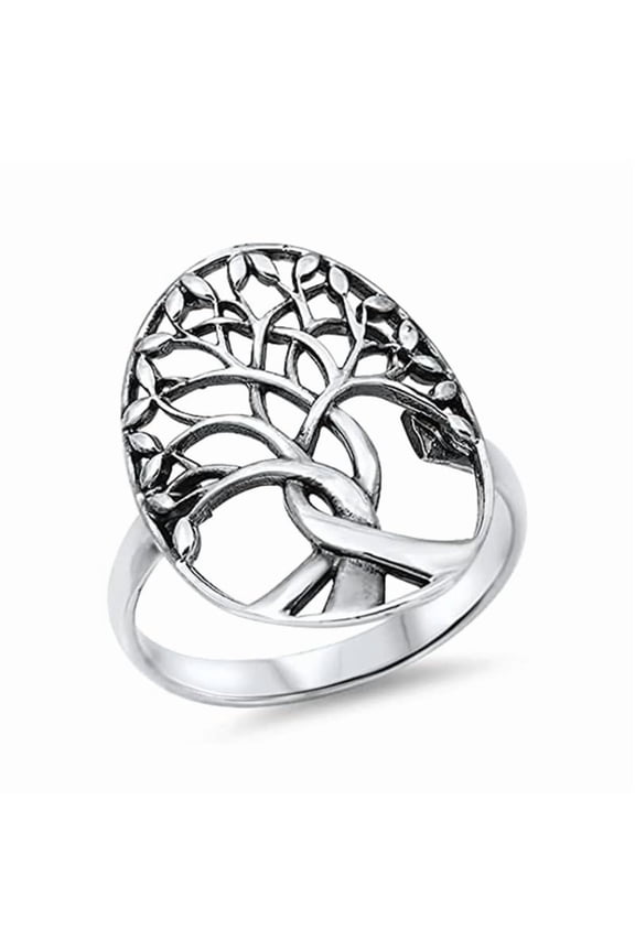 925 Sterling Silver Tree of Life Vintage Oxidized Vintage Inspired Women Rings