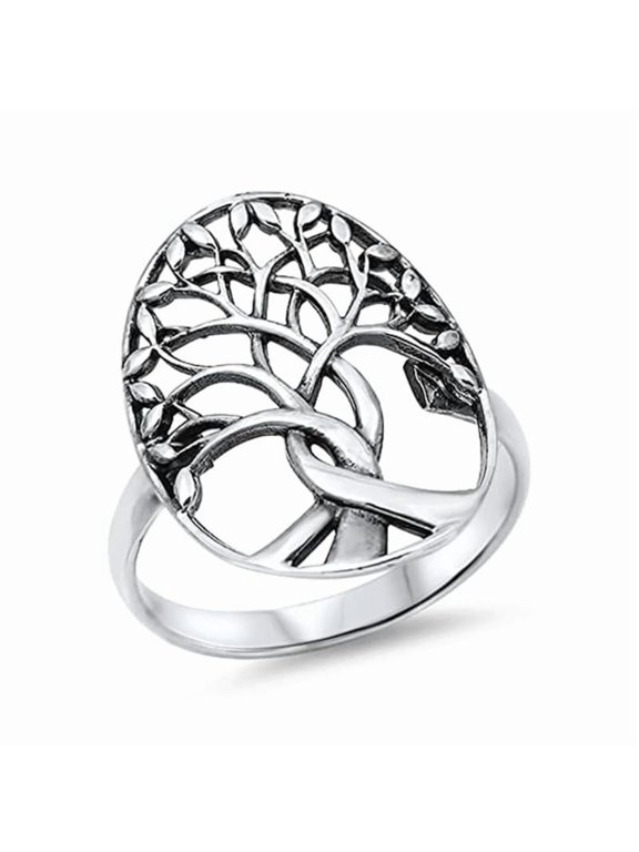 925 Sterling Silver Tree of Life Vintage Oxidized Vintage Inspired Women Rings