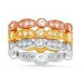 thumbnail image 1 of 925 Sterling Silver Tri-Color 3pc Diamond CZ Stackable Ring Set, 1 of 2