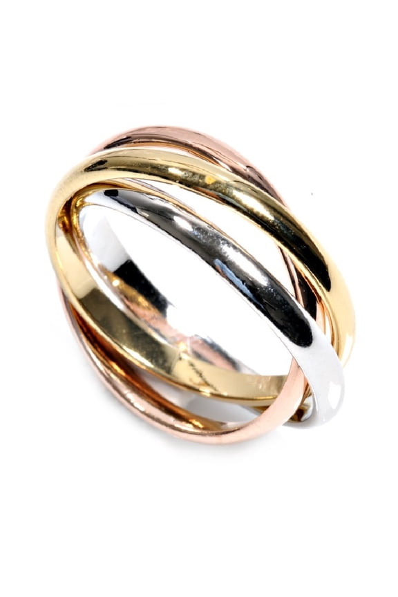 925 Sterling Silver Tri Color Band Set of 3 Ring Size 5