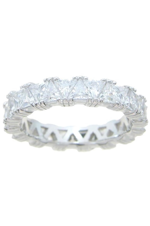 925 Sterling Silver Trillon Cut Wedding Band Ring - Size 5