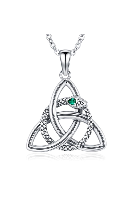 925 Sterling Silver Trinity Knot Snake Necklace Snake Celtic Pendant Necklace for Women Celtic Knot Jewelry Birthday Christmas Gifts for Women Men