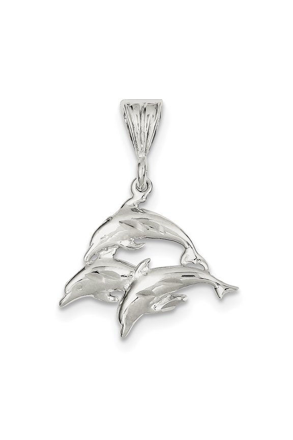 925 Sterling Silver Trio of Dolphins Shaped Pendant