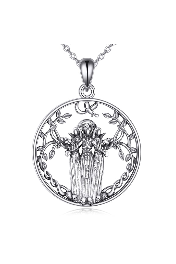 925 Sterling Silver Triple Moon Goddess for Women Pagan Wiccan Magic Amulet Tree of Life Necklace Jewelry Birthday Mothers Day Gifts for Mom