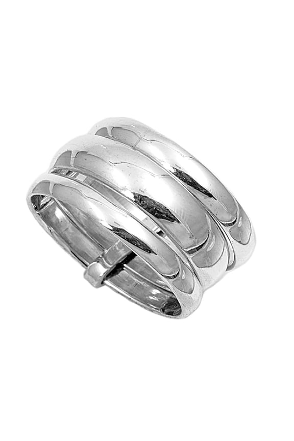 925 Sterling Silver Triple Row Fashion Style Ring Size 7