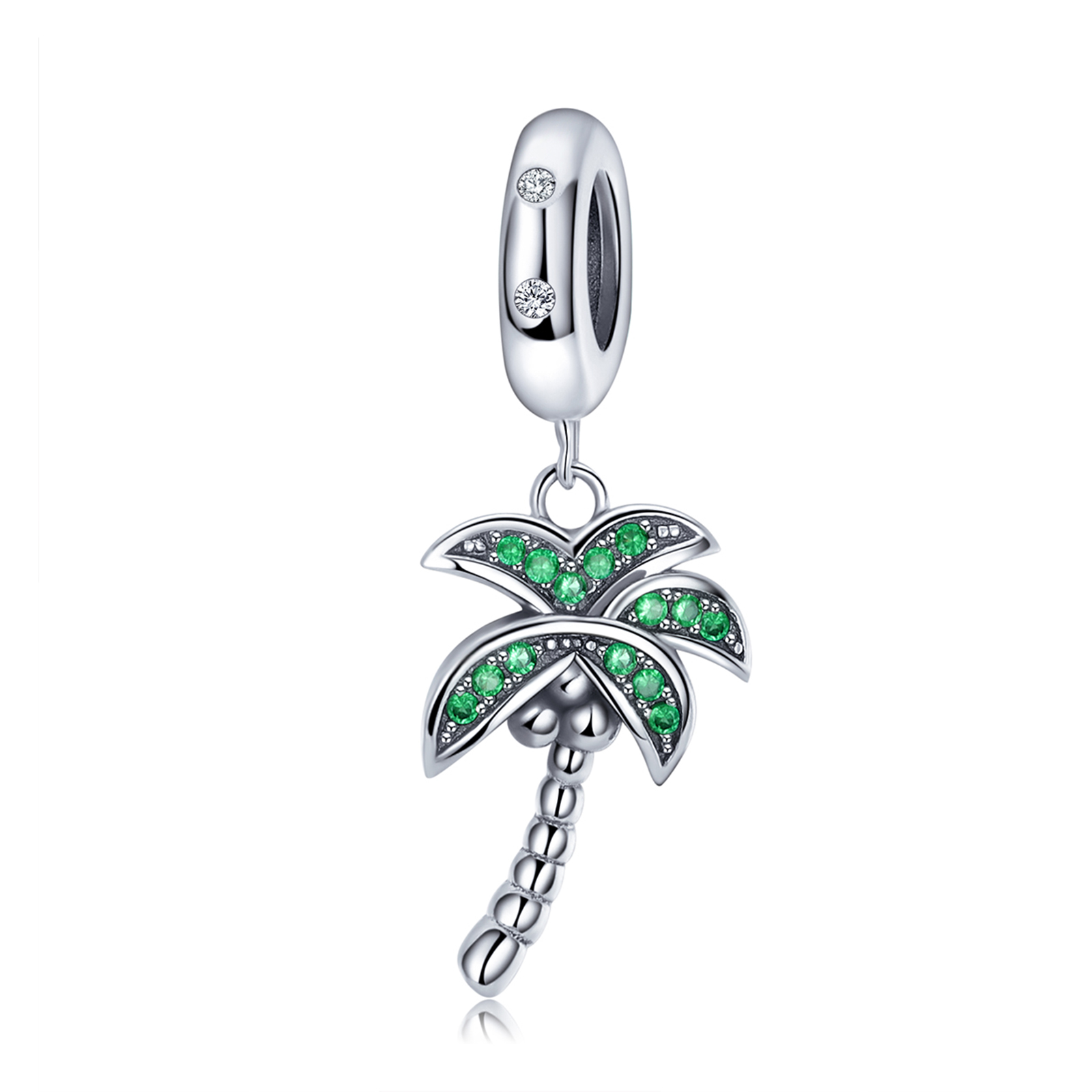 NINGAN 925 Sterling Silver Tropical Coconut Tree Dangle Charm for Women Pandora Charm Bracelet & Necklaces