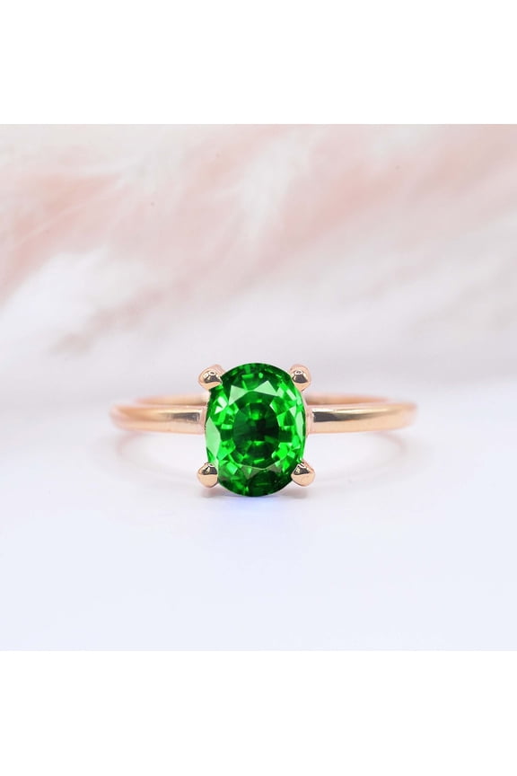 925 Sterling Silver Tsavorite Ring | Oval Green Gemstone Ring for Women | Luxury Fine Jewelry