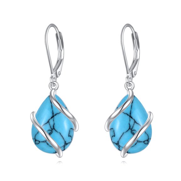 925 Sterling Silver Turquoise Earrings for Women Teardrop Drop Hangle Earrings Jewelry Gifts for Women