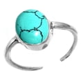 thumbnail image 1 of 925 Sterling Silver Turquoise Gemstone Handmade Adjustable Toe Ring, 1 of 4