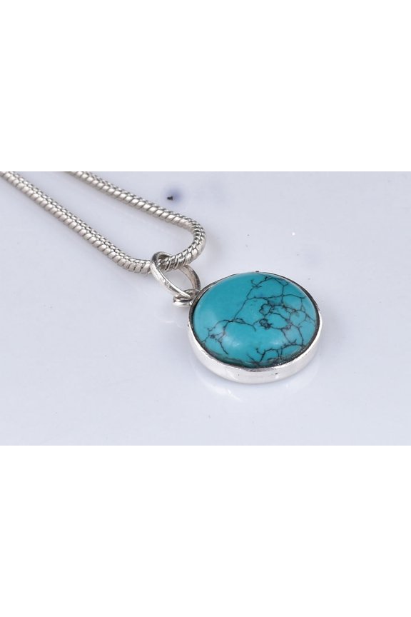 925 Sterling Silver Turquoise Gemstone Handmade Pendant Women Gift PS-2604