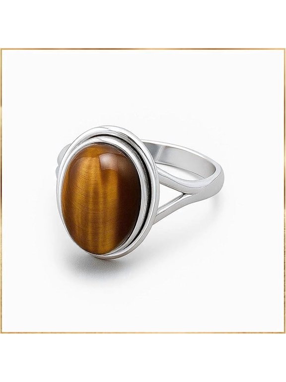 925 Sterling Silver Plated Tiger Eye Handmade Women Ring