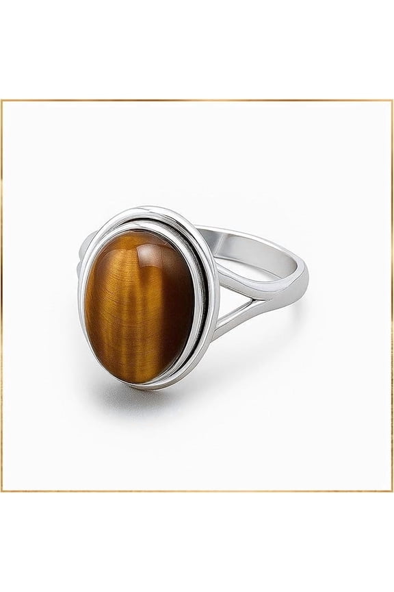 925 Sterling Silver Plated Tiger Eye Handmade Women Ring