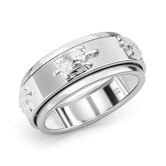 925 Sterling Silver Turtle Band Statement Spinner Anxiety Ring for Women Size 10 Birthday Christmas Gifts for Women