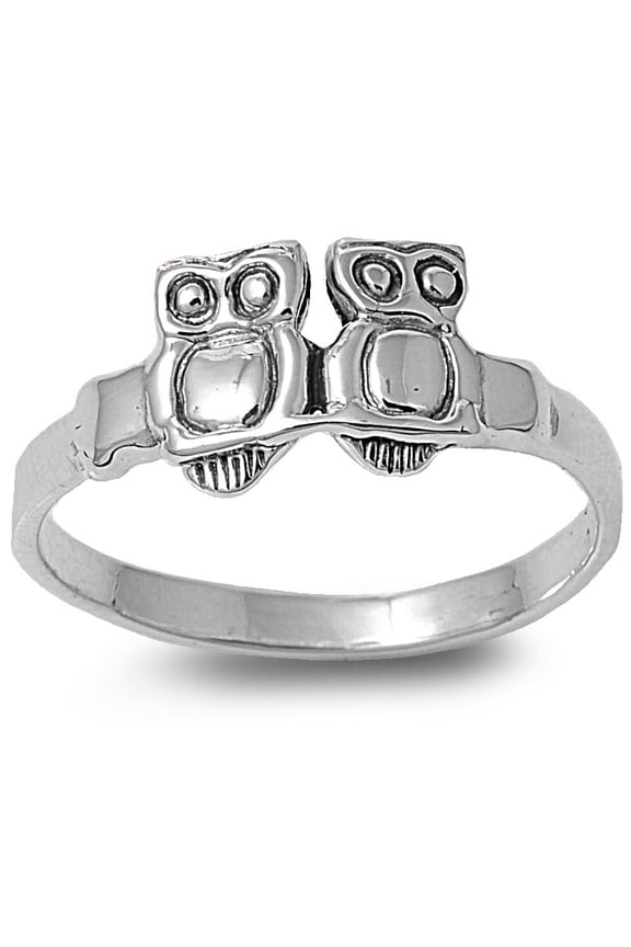 925 Sterling Silver Twin Owl Visionary Ring Size 11