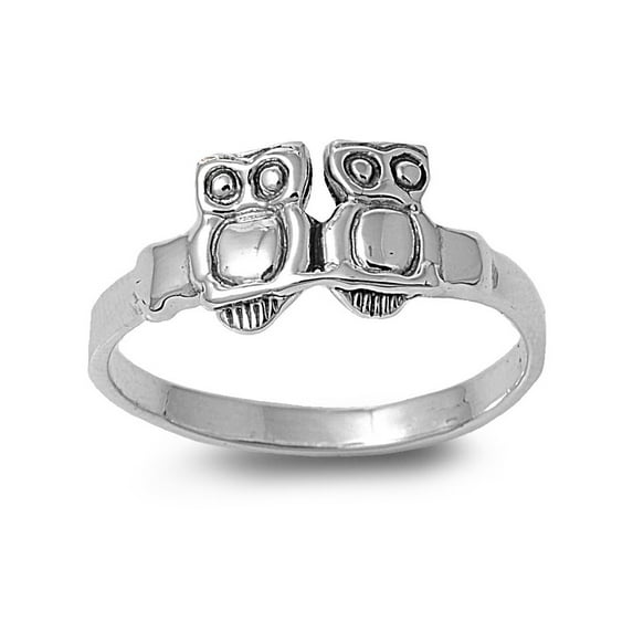 925 Sterling Silver Twin Owl Visionary Ring Size 12