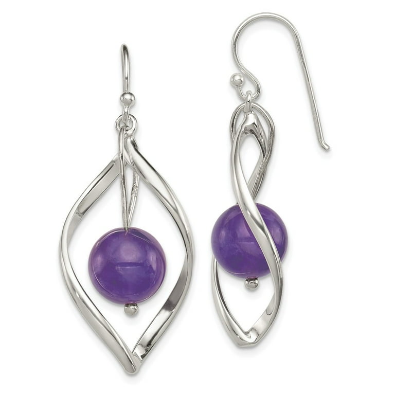 Sterling Silver Twist with Amethyst Dangle Earrings Sterling Silver Twist with Amethyst Dangle Earrings
