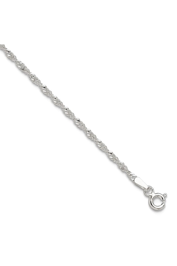 925 Sterling Silver Twisted Chain Bracelet 9 Inch Spring-Ring 2mm Wide Link Bracelet for Women and Men