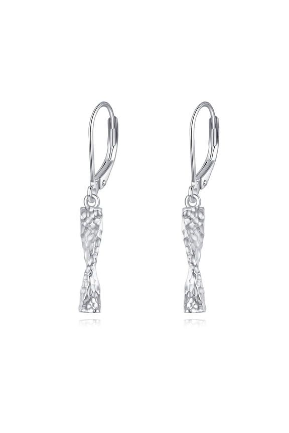 925 Sterling Silver Twisted Dangle Earrings for Women Hypoallergenic Lightweight Statement Hammer Square Bar Drop Earing for Women Trendy Jewelry