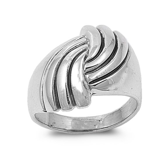 925 Sterling Silver Twisted Metal Pattern Fashion Ring Size 10