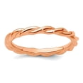 thumbnail image 1 of 925 Sterling Silver Twisted Polished Stackable Pink Plated Twist Ring Size 6 Stackable Ring for Women, 1 of 2