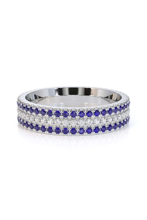 925 Sterling Silver Twisted Round 1.10 Ctw Tanzanite & White Topaz Stackable Band Women Engagement Ring, Wedding Anniversary Rings
