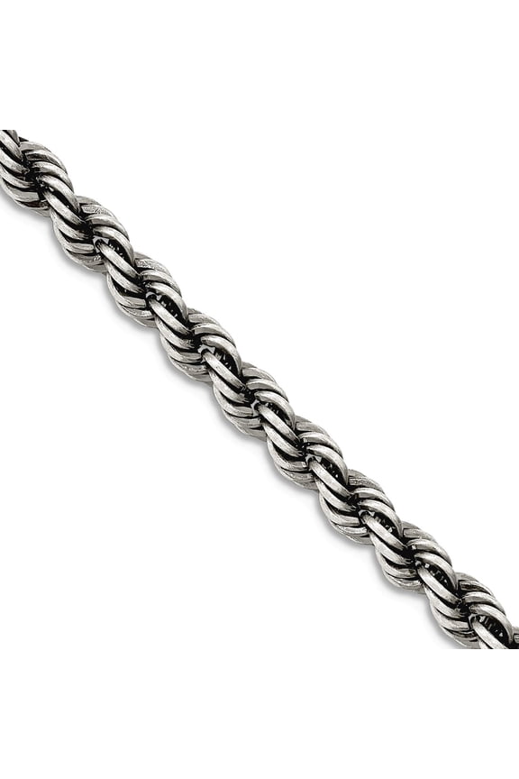 925 Sterling Silver Twisted Ruthenium plating Fancy Lobster Closure Ruthenium 4mm Rope Chain Necklace 18 Inch Chain Neck
