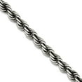 thumbnail image 1 of 925 Sterling Silver Twisted Ruthenium plating Fancy Lobster Closure Ruthenium 4mm Rope Chain Necklace 20 Inch Chain Neck, 1 of 2