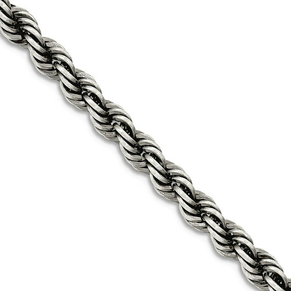 925 Sterling Silver Twisted Ruthenium plating Fancy Lobster Closure Ruthenium 4mm Rope Chain Necklace 20 Inch Chain Neck