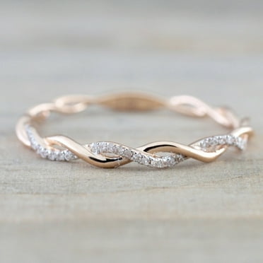 925 Sterling Silver Twisted Shape Diamond Wedding Band Ring
