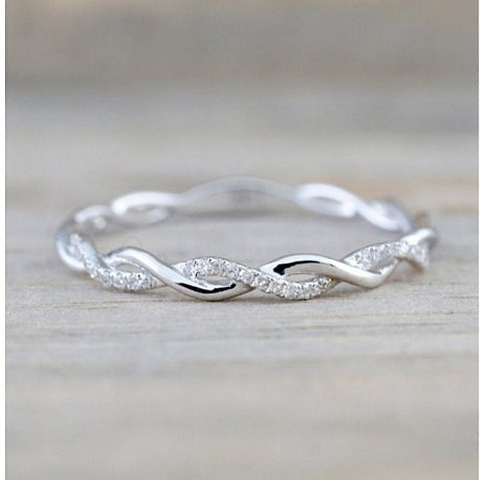 925 Sterling Silver Simple Engagement Twisted Shape Diamond