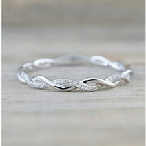 925 Sterling Silver Twisted Shape Diamond Wedding Band Ring