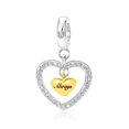 thumbnail image 1 of 925 Sterling Silver Two Tone Always Heart Dangle Charm For Bracelets & Bangle Pendant Jewelry, 1 of 5