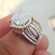 925 Sterling Silver Two Tone Diamond Engagement Wedding Band Ring