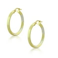 thumbnail image 1 of 925 Sterling Silver Two-Tone Floral Design Round Hoop Earrings, 0.95", 1 of 3
