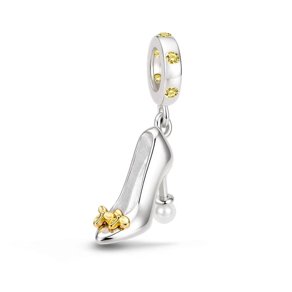 925 Sterling Silver Two Tone High Heel Dangle Charm For Bracelet Charms Bangle Pendant Jewelry