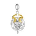 thumbnail image 1 of 925 Sterling Silver Two Tone Horn Goat Skull Dangle Charm for Bracelet Charms Bangle Pendant Jewelry, 1 of 3