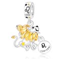 thumbnail image 1 of 925 Sterling Silver Two-Tone Leo Lion Dangle Charm for Bracelet Charms Bangle Pendant Jewelry, 1 of 3