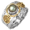 thumbnail image 1 of 925 Sterling Silver Two Tone Ring Labradorite Women Jewelry, 1 of 4